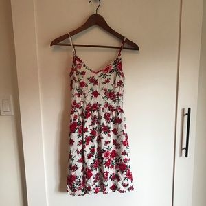 H&M White and Red Floral Dress